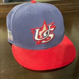 WBC HAT- Blue and Red Baseball Cap with US Logo Patch